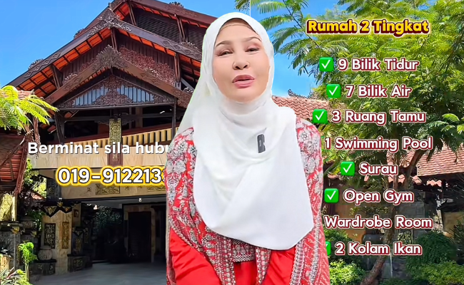 Bonda Rozita Lelong Rumah Banglo 2 Tingkat Dengan Harga RM10 Juta, Ada 9 Bilik Tidur & 5 Tandas