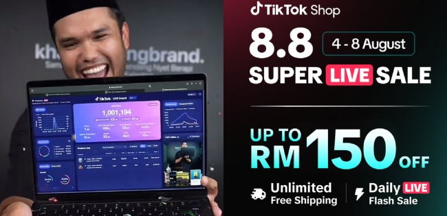 Tawaran Hebat TikTok Shop 8.8 Kembali: Diskaun Sehingga RM150, LIVE Sale & Hadiah Menarik!