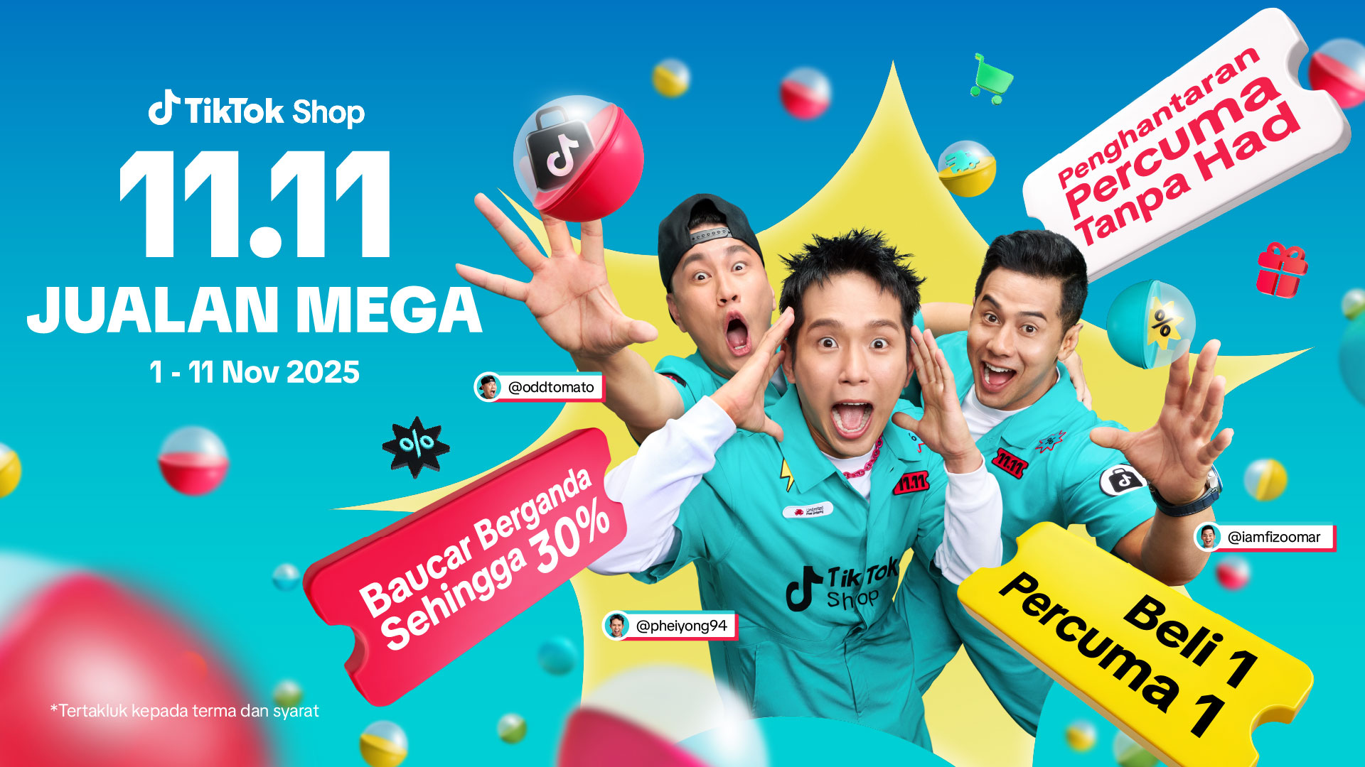Jualan Mega TikTok Shop 11.11 Kembali! Baucar Berganda, Promosi Gempak & LIVE Bersama Selebriti Terkenal!