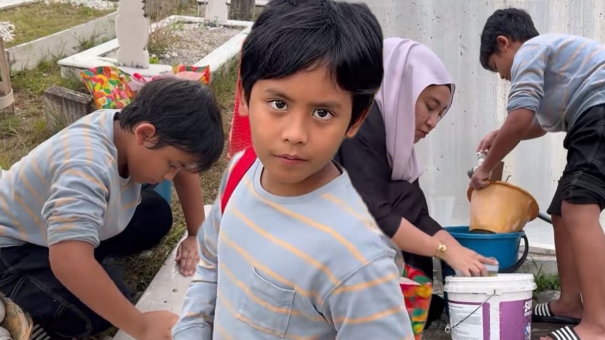 [VIDEO] ‘Ariq Matin Paling Rajin, Semua Dia Nak Buat’ – Momen Anak Shuib Bersihkan Kubur Arwah Siti Sarah Raih Perhatian