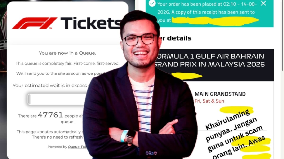 Khairul Aming ‘Battle’ Tiket F1 Sampai Terlelap, Netizen Seloroh – ‘Macam Tu Kami Rasa Bila Nak Booking Slot Rembayung’