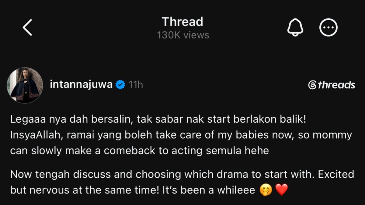 ‘Tak Sabar Nak Berlakon Semula, Sekarang Tengah Bincang & Pilih Drama’ – Intan Najuwa